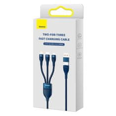 BASEUS USB kabel 3v1 Baseus Flash Series 2, USB-C + micro USB + Lightning, 100 W, 1,2 m (modra)