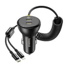BASEUS Avtomobilski polnilnik 60 W Baseus USB-C + kabel Lightning (črn)