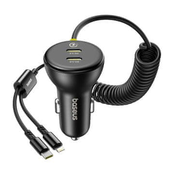 BASEUS Avtomobilski polnilnik 60 W Baseus USB-C + kabel Lightning (črn)