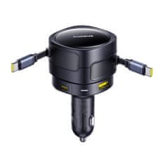 BASEUS Baseus Enjoyment Max avtomobilski polnilnik z USB-C+USB-C kabli in USB-A+USB-C vrati 90 W Črn