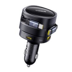 BASEUS Baseus Enjoyment Max avtomobilski polnilnik z USB-C+USB-C kabli in USB-A+USB-C vrati 90 W Črn