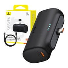 BASEUS Baseus kompaktna prenosna baterija 5000 mAh, 20 W, USB-C (črna)