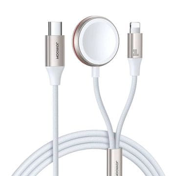 Joyroom Hitro polnilni magnetni polnilnik za Apple Watch 2v1 Joyroom S-IW012 30 W 1,5 m (bela)