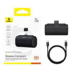 BASEUS Baseus kompaktna prenosna baterija 5000 mAh, 20 W, USB-C (črna)