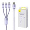 BASEUS USB kabel 3v1 Baseus StarSpeed, USB-C + micro USB + Lightning, 3,5 A, 1,2 m (vijoličen)