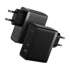 BASEUS Baseus GaN5 Pro omrežni polnilnik, USB-C + USB, 100 W + kabel (črn)