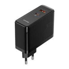 BASEUS Baseus GaN5 Pro omrežni polnilnik, USB-C + USB, 100 W + kabel (črn)