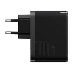 BASEUS Baseus GaN5 Pro omrežni polnilnik, USB-C + USB, 100 W + kabel (črn)