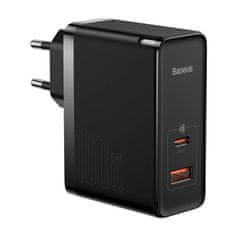 BASEUS Baseus GaN5 Pro omrežni polnilnik, USB-C + USB, 100 W + kabel (črn)
