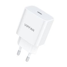 Vipfan Mrežni polnilnik VFAN E04, USB-C, 20 W, QC 3.0 + kabel Lightning (bel)