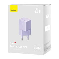 BASEUS Mini omrežni polnilnik Baseus GaN5 20 W (vijoličen)