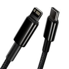 BASEUS USB-C kabel za Lightning Baseus Tungsten Gold, 20 W, 5 A, PD, 2 m (črn)