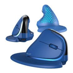 Delux Brezžična navpična miška Delux M618XSD BT+2.4G RGB (modra)