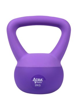 ACRAsport Soft PVC Kettlebell 2 kg, vijoličen