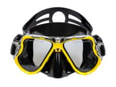 ACRAsport Set za snorkljanje 3v1, RUMEN, L/XL, plavuti 42-47