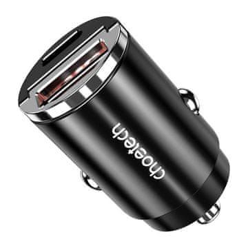 Choetech Avtomobilski polnilnik Choetech TC0006 1x USB-A, 1x USB-C 30W PD 3.0 (črn)