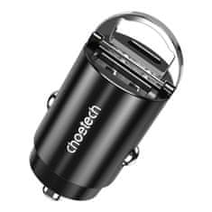 Choetech Avtomobilski polnilnik Choetech TC0006 1x USB-A, 1x USB-C 30W PD 3.0 (črn)