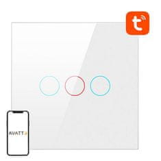 Avatto Dotikni stikalo za luči ZigBee Avatto LZTS02-EU-W3 trojno brez nevtralnega TUYA (belo)