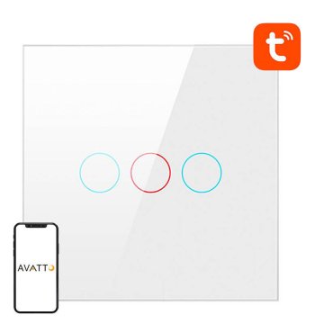 Avatto Dotikni stikalo za luči ZigBee Avatto LZTS02-EU-W3 trojno brez nevtralnega TUYA (belo)
