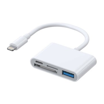 Joyroom Lightning na USB OTG adapter Joyroom S-H142 čitalnik kartic SD, microSD (bel)