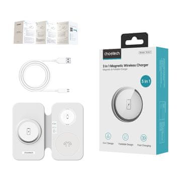 Choetech Indukcijski polnilnik 3v1 Choetech T616-F (bela)