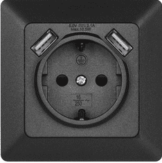 Emos vtičnica z USB 2,1A max., schuko, antracit (A6000.3)