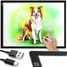 Dexxer Velika grafična USB LED tablica A3 za slikanje in skiciranje