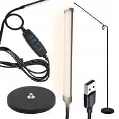 Dexxer 12W LED gibljiva talna svetilka 180cm USB črna