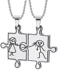 For Fun & Home Dvojica Ogrlic Puzzle iz Kirurškega Jekla 316L, Dolžina Verige 60 cm