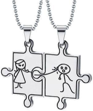 For Fun & Home Dvojica Ogrlic Puzzle iz Kirurškega Jekla 316L, Dolžina Verige 60 cm