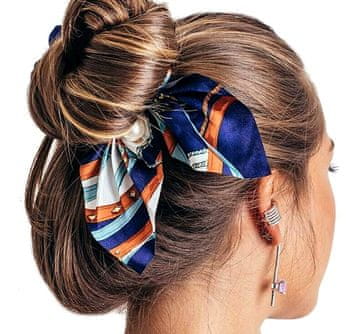 For Fun & Home Ročno izdelana elastična frotirna mašna za lase SCRUNCHIE, biserna, 6 cm x 11 cm