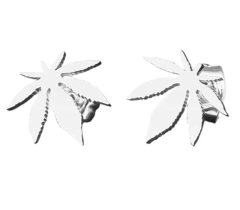 For Fun & Home Elegantne srebrne uhani z listi, velikost 1,2 cm, iz kirurgičnega jekla 316L