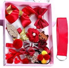 For Fun & Home Set 18 kosov sponk za deklice, rdeča, različne velikosti od 6 cm do 1 cm