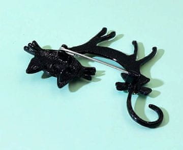 For Fun & Home Eleganten Mačji Brož Barvna Umetnost, Širina 6,4 cm, Višina 5 cm, Material Nakitna Zlitina