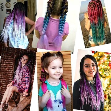 For Fun & Home Sintetični lasje OMBRE ravni dreadi pletenice, 60 cm, ombre, visoko kakovosten sintetični material