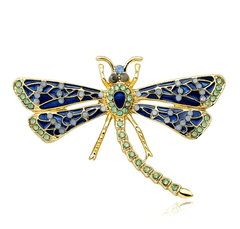 For Fun & Home Elegantna broška v obliki damaščanske muhe z zirconi, v barvah, iz bižuternove zlitine, 4,1 cm x 5,9 cm