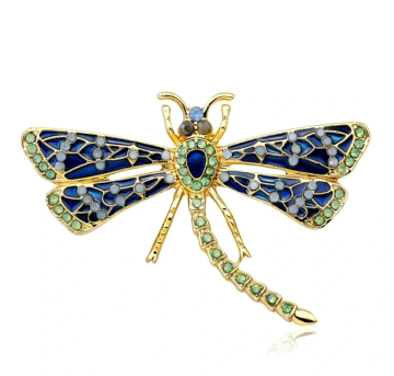 For Fun & Home Elegantna broška v obliki damaščanske muhe z zirconi, v barvah, iz bižuternove zlitine, 4,1 cm x 5,9 cm