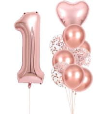 Camerazar Set 10 rozačih balonov za rojstni dan iz lateksa in folije, različne oblike in velikosti, max. 81 cm