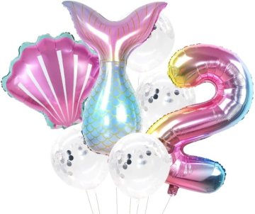 Camerazar Set 7 balonov Morska deklica številka 2, lateks in folija, premer max. 25 cm, višina številke 81 cm