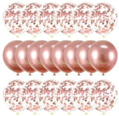 Camerazar Set 20 balonov s konfeti, roza zlata, lateks, premer 30 cm