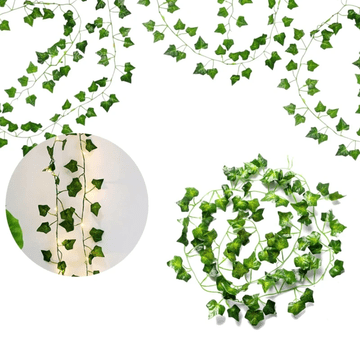 Camerazar Viseči listi bršljana za venec, 6 kosov, zelena, dolžina 210 cm