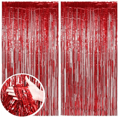 Camerazar Metalni rdeči zaves za zabavo 2m, folija, 200x100 cm