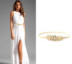 Camerazar Elastični kovinski pas SNAKE z listom, roza zlato, 66-125 cm