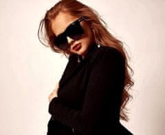 Camerazar Oversize ženske sončne očala, kvadratna, črna, plastičen okvir, UV400 filter