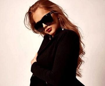 Camerazar Oversize ženske sončne očala, kvadratna, črna, plastičen okvir, UV400 filter