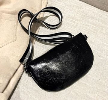 Camerazar Velika pasna torba iz ekološke usnjene s verigo, srebrni okov, 24x16x2 cm