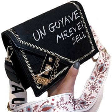 Camerazar Damska semišasta torbica čez ramo, črna, z okrasnim trakom in magnetskim zapiranjem, 18x13 cm