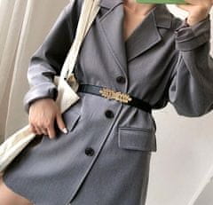 Camerazar Elastičen Ženski Pas za Obleke z Kovinskim Listom, Zlata Sponka, 61-103 cm