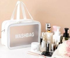 Camerazar Prozoren kozmetični usnjak XXL Washbag, bela, PVC+TPU, 30x21x11 cm