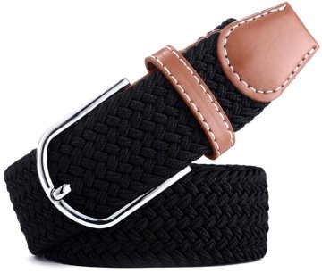 Camerazar Unisex elastični pleten pas za hlače, dolžina 109-120 cm, širina 3,4 cm, poliester + usnje
